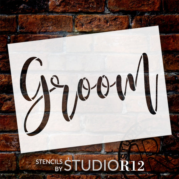 Groom Stencil by StudioR12 | Craft DIY Wedding Decor | Paint Wood Sign | Reusable Mylar Template | Select Size | STCL6085