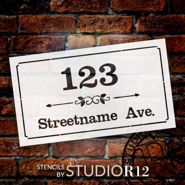 Personalized Country Style Address Stencil by StudioR12 | Paint Custom House Number Wood Sign | DIY Outdoor Home Decor | Select Size | PRST5431