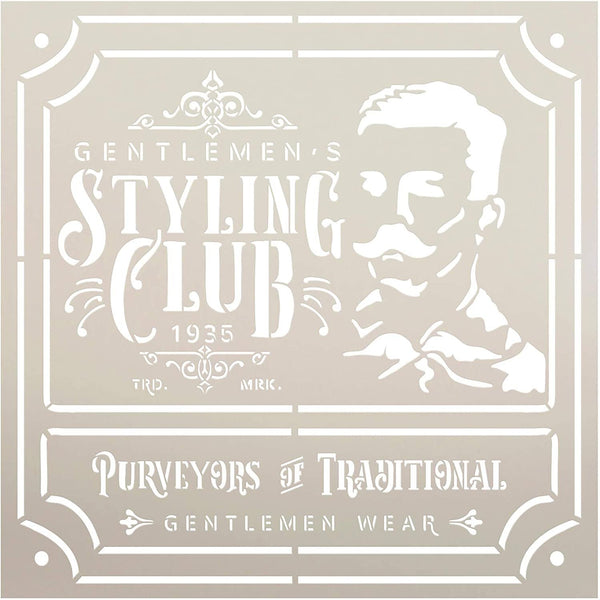 Victorian Gentlemen Styling Stencil by StudioR12 | DIY Barbershop Home Decor | Craft & Paint Wood Sign | Reusable Mylar Template | Fun Classic Vintage Style Gift | Select Size