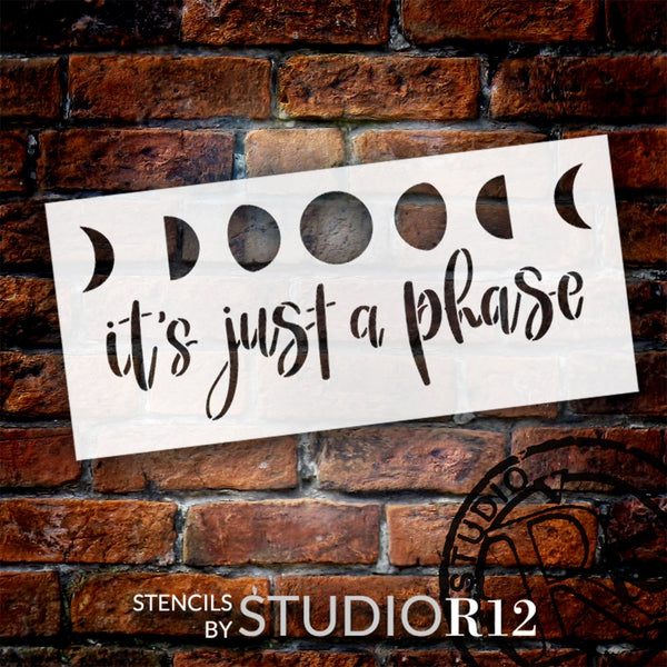 It's Just A Phase with Moons Stencil by StudioR12 | Craft DIY Boho Home Decor | Paint Wood Sign | Reusable Mylar Template | Select Size | STCL6061