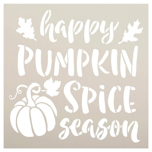 Pumpkin Spice Season Stencil by StudioR12 | DIY Rustic Cursive Leaves | Craft Seasonal Farmhouse Gift | Autumn Home Decor Thanksgiving Halloween | Reusable Mylar Template | Paint Wood Sign | STCL3019