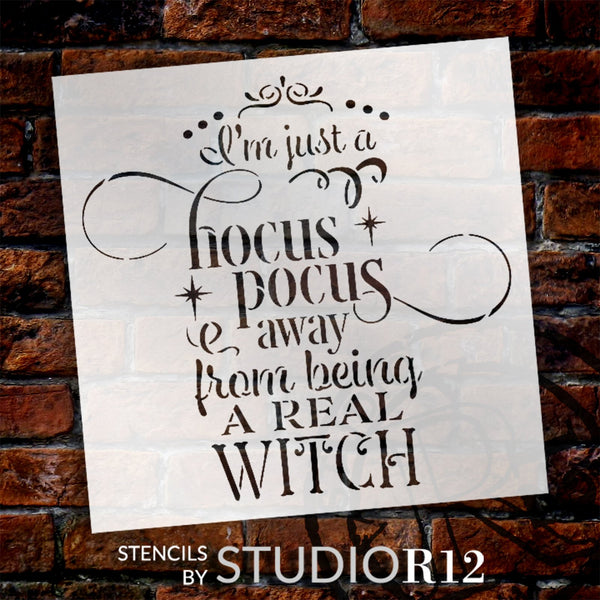Hocus Pocus Real Witch Stencil by StudioR12 | DIY October Halloween Home Decor | Craft & Paint Autumn Wood Sign Reusable Mylar Template | Select Size | STCL5743