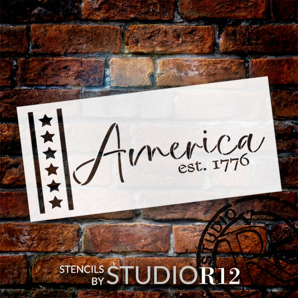 America Est. 1776 Stencil by StudioR12 | Craft DIY Patriotic Home Decor | Paint Fourth of July Wood Sign | Reusable Mylar Template | Select Size | STCL6362