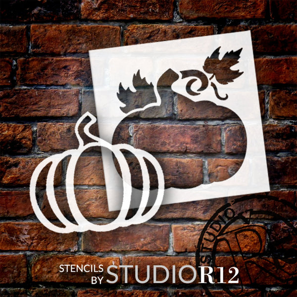 2 Part Pumpkin Stencil and Mask by StudioR12 | DIY Autumn Home Decor | Reusable Template | Paint Fall Porch Wood Sign | Select Size | STCL6527